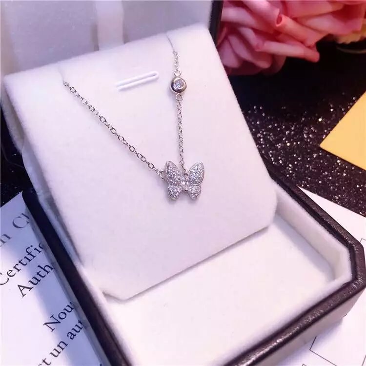 Silver Butterfly Necklace Fashion Jewelry