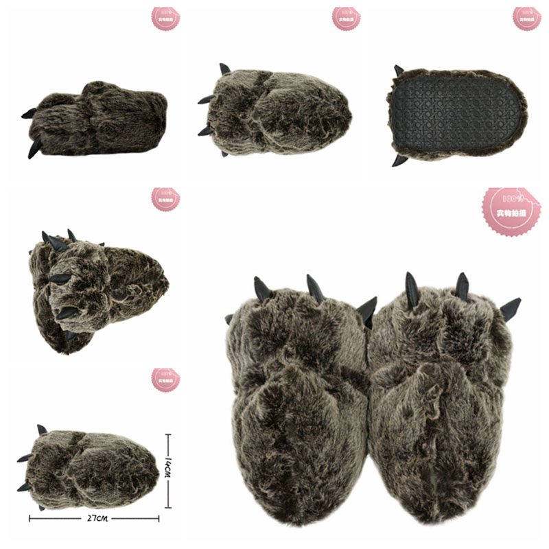 Bear Claw Slippers Plush Footwear