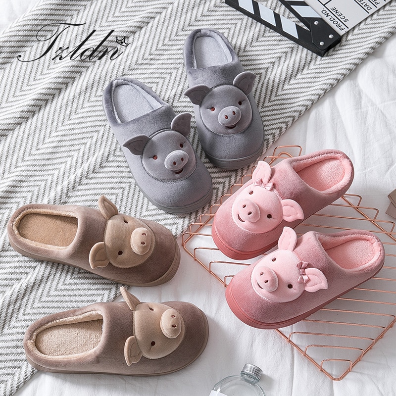 Soft Slippers Cute Pig Design