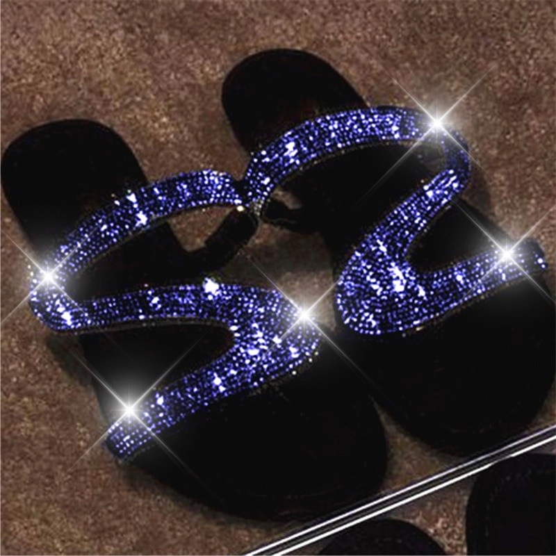 Rhinestone Flat Sandals Slip-On Footwear