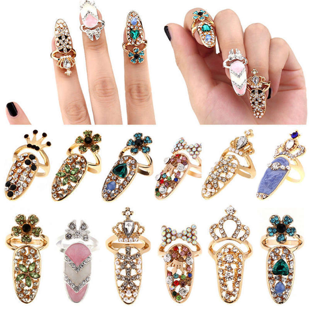 Nail Ring 1PC Alloy Rhinestone Charm