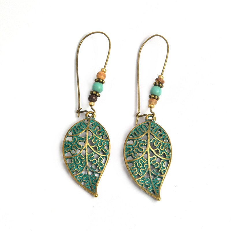 Leaf Earrings Rustic Drop Dangle