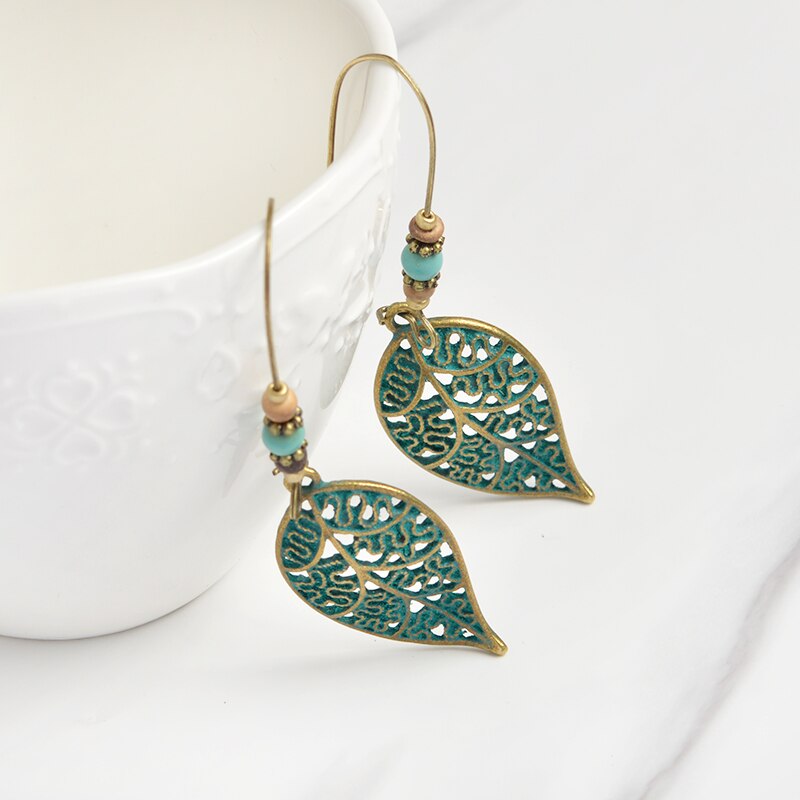 Leaf Earrings Rustic Drop Dangle