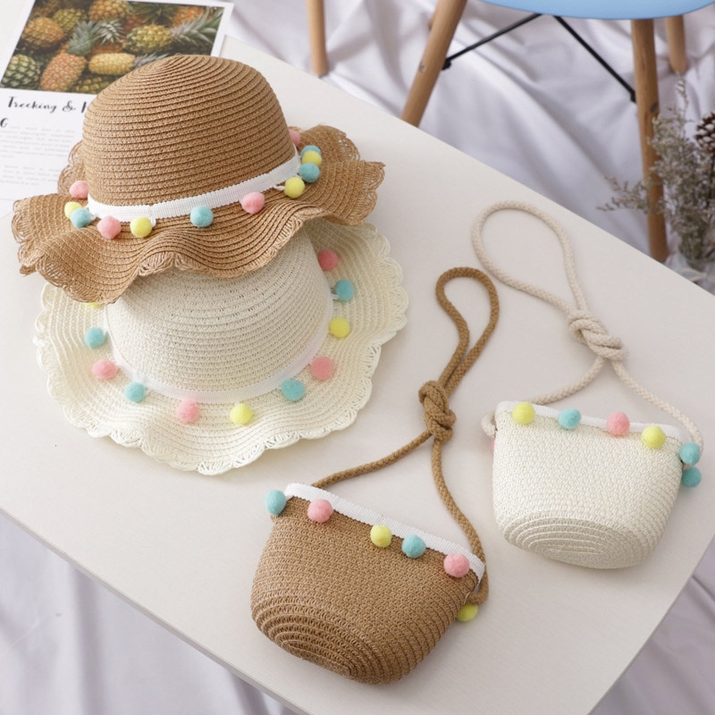 Girls Sun Hat and Shoulder Bag Set