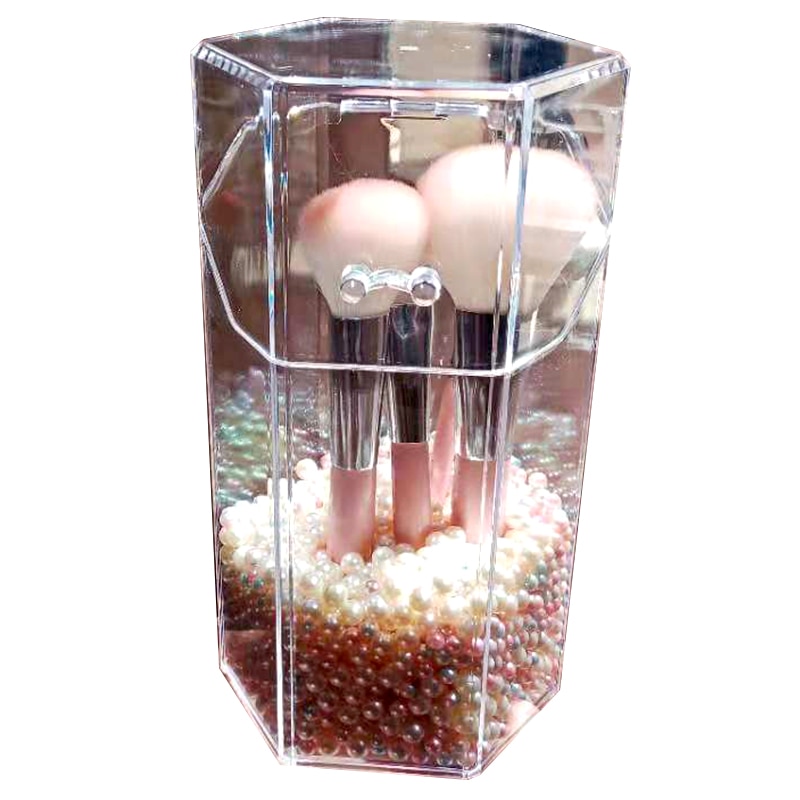 Makeup Brush Organizer with Pearl Beads