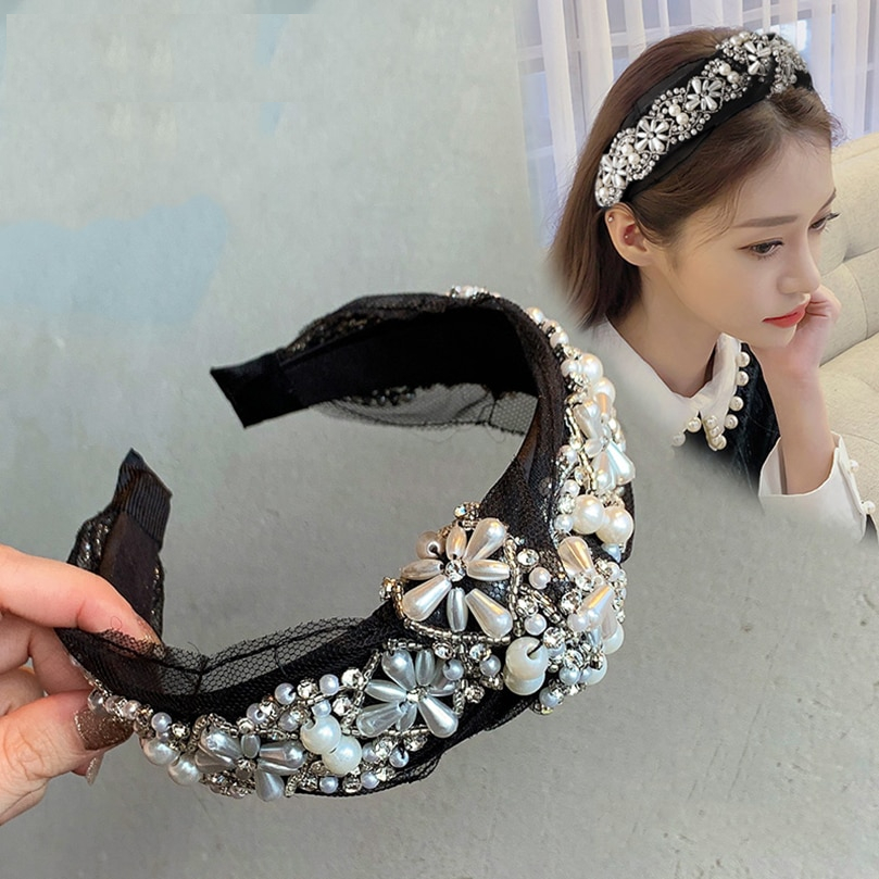 Fashion Headband With Lace And Pearl