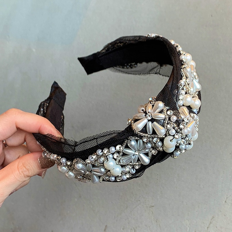 Fashion Headband With Lace And Pearl