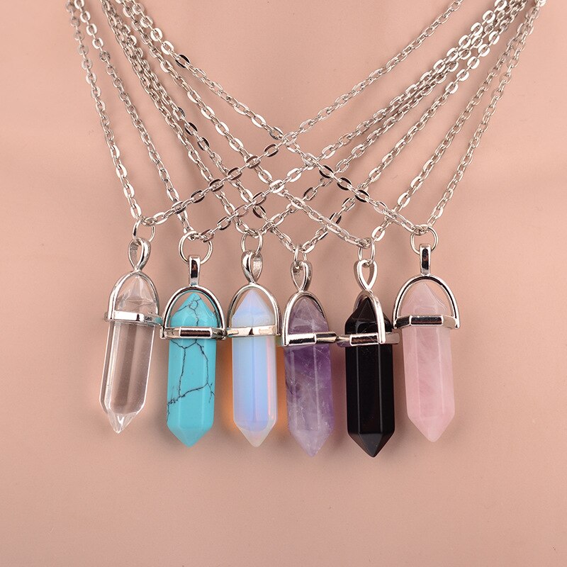 Crystal Necklace Hexagon Quartz Pendant