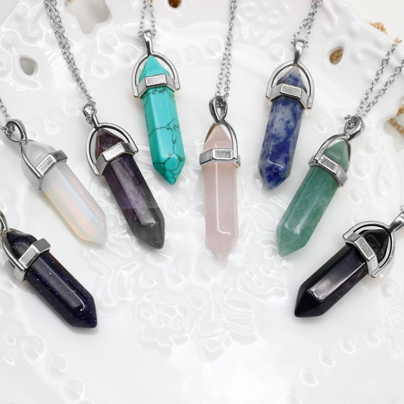 Crystal Necklace Hexagon Quartz Pendant