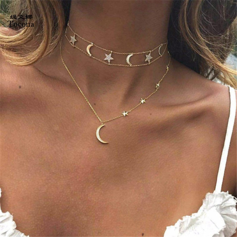 Moon And Star Necklace Bohemian Style