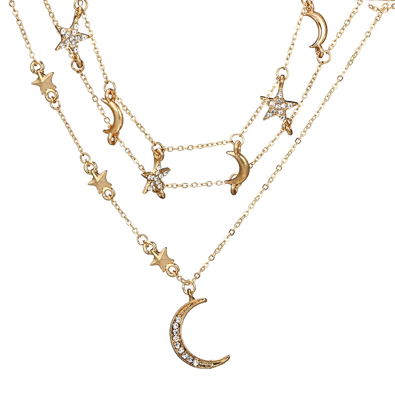 Moon And Star Necklace Bohemian Style