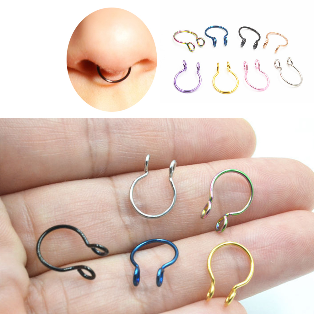 Fake Nose Ring Stainless Steel Hoop