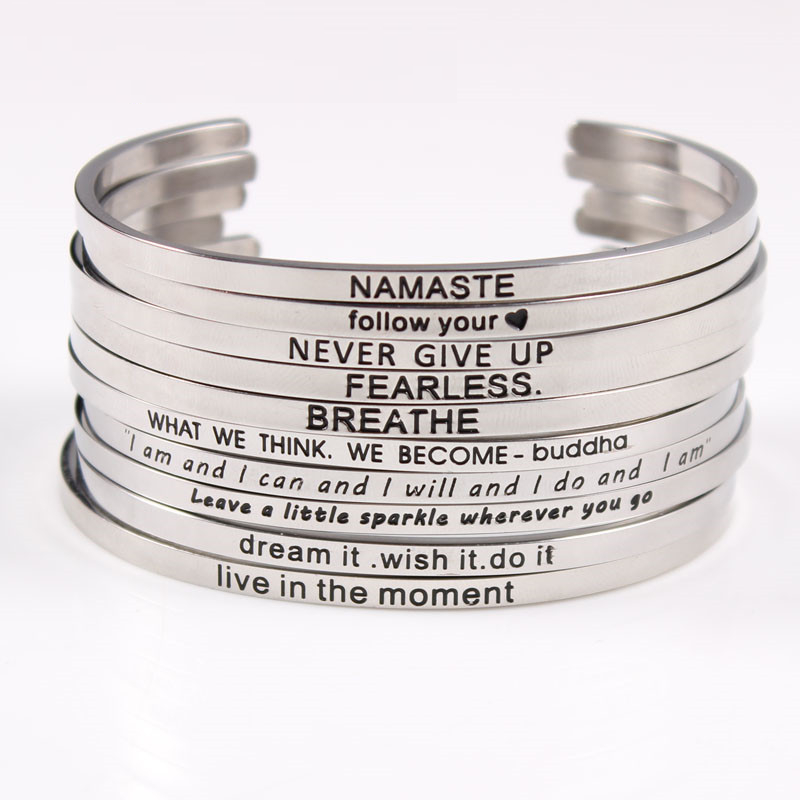 Inspirational Bracelets Engraved Positive Quotes