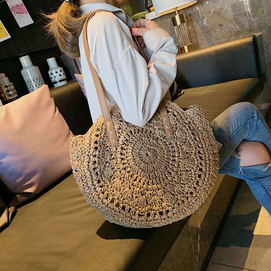 Round Rattan Bag Women’s Handbag