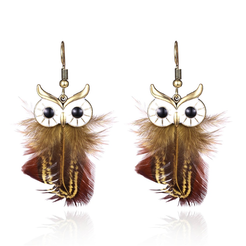 Bohemian Earrings Long Feather Dangling