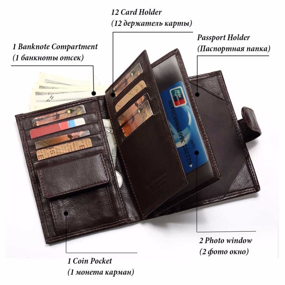 Genuine Leather Wallet Passport Holder