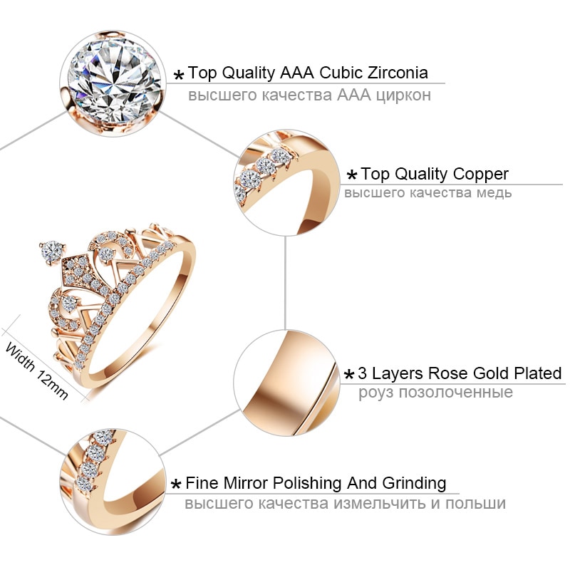 Princess Crown Ring Cubic Zirconia