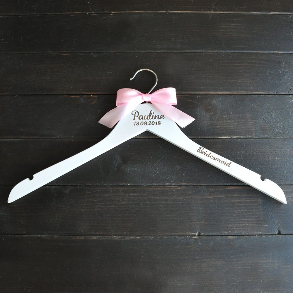 Bride Hanger with Pink Ribbon