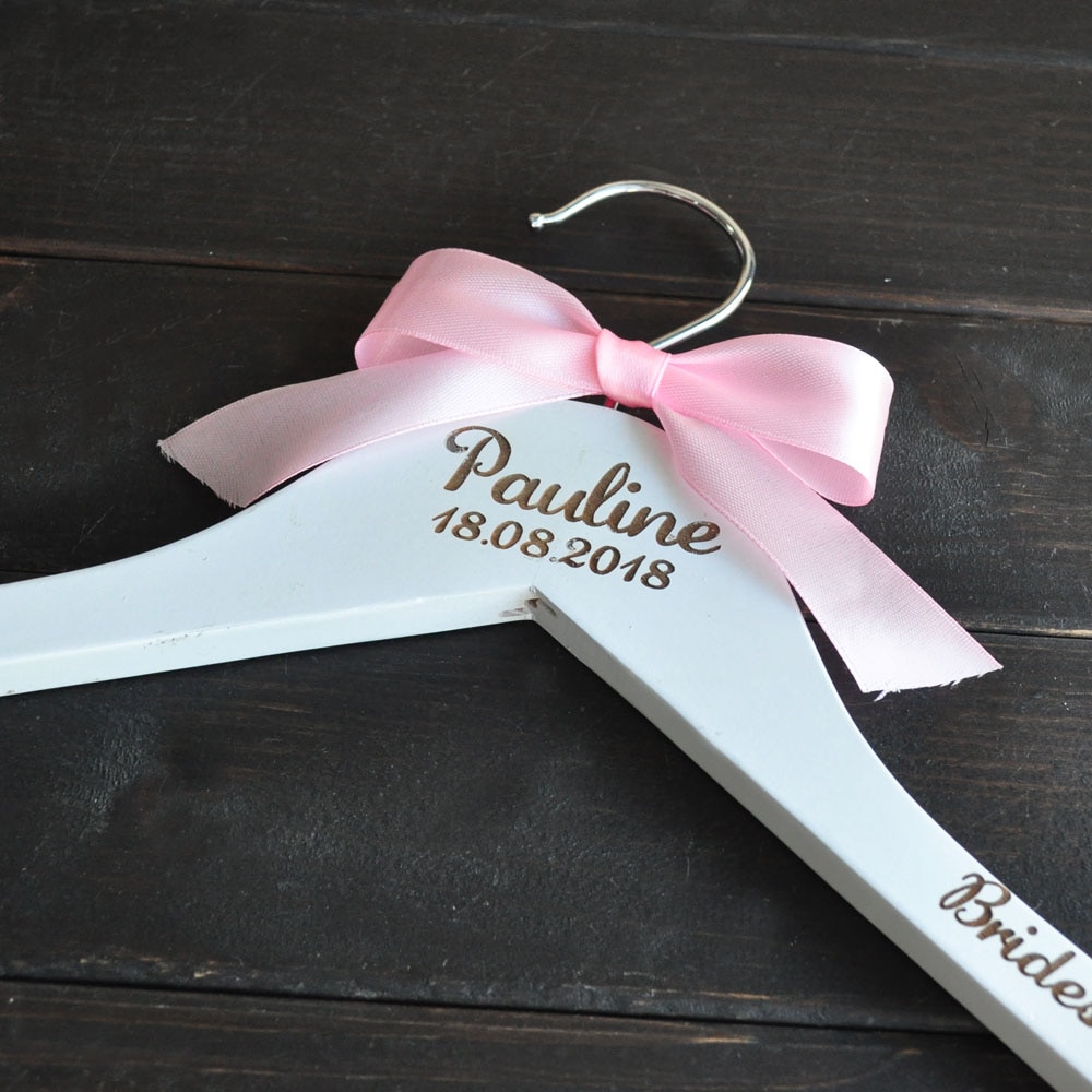 Bride Hanger with Pink Ribbon