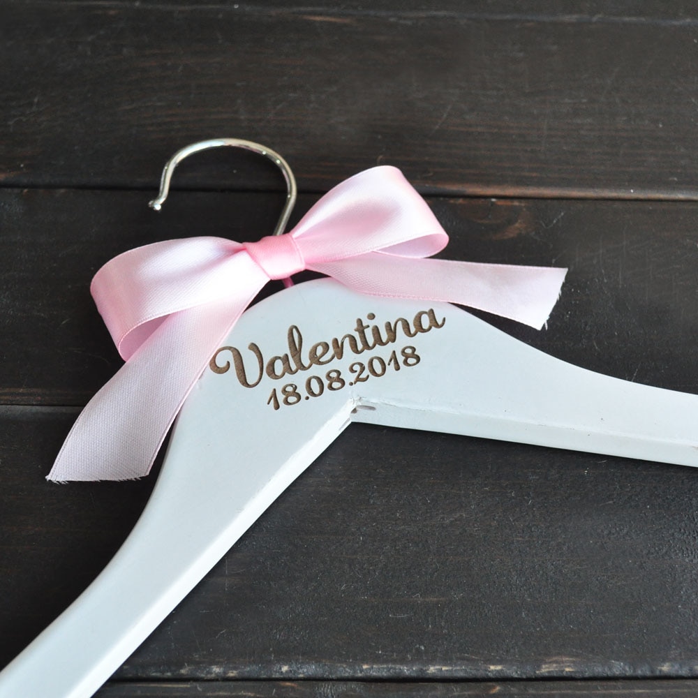 Bride Hanger with Pink Ribbon