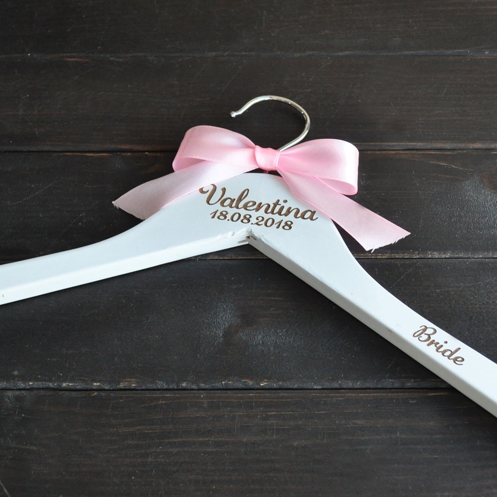 Bride Hanger with Pink Ribbon