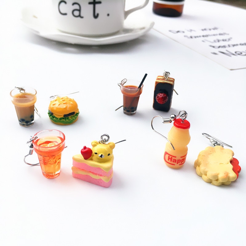 Cute Earrings Food Resin Design