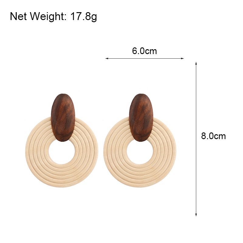 Wooden Earrings Round Fashion Statement