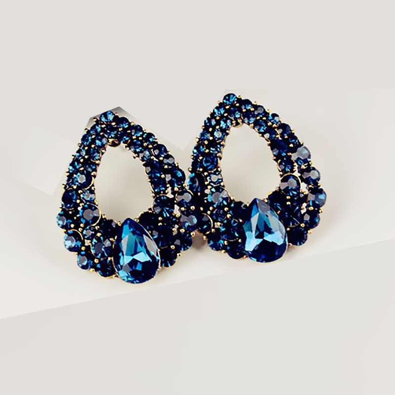 Blue Earrings Crystal Teardrop