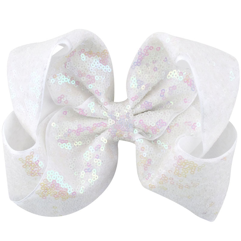 Hair Ribbon 8 Inch Sequin Bow Clip