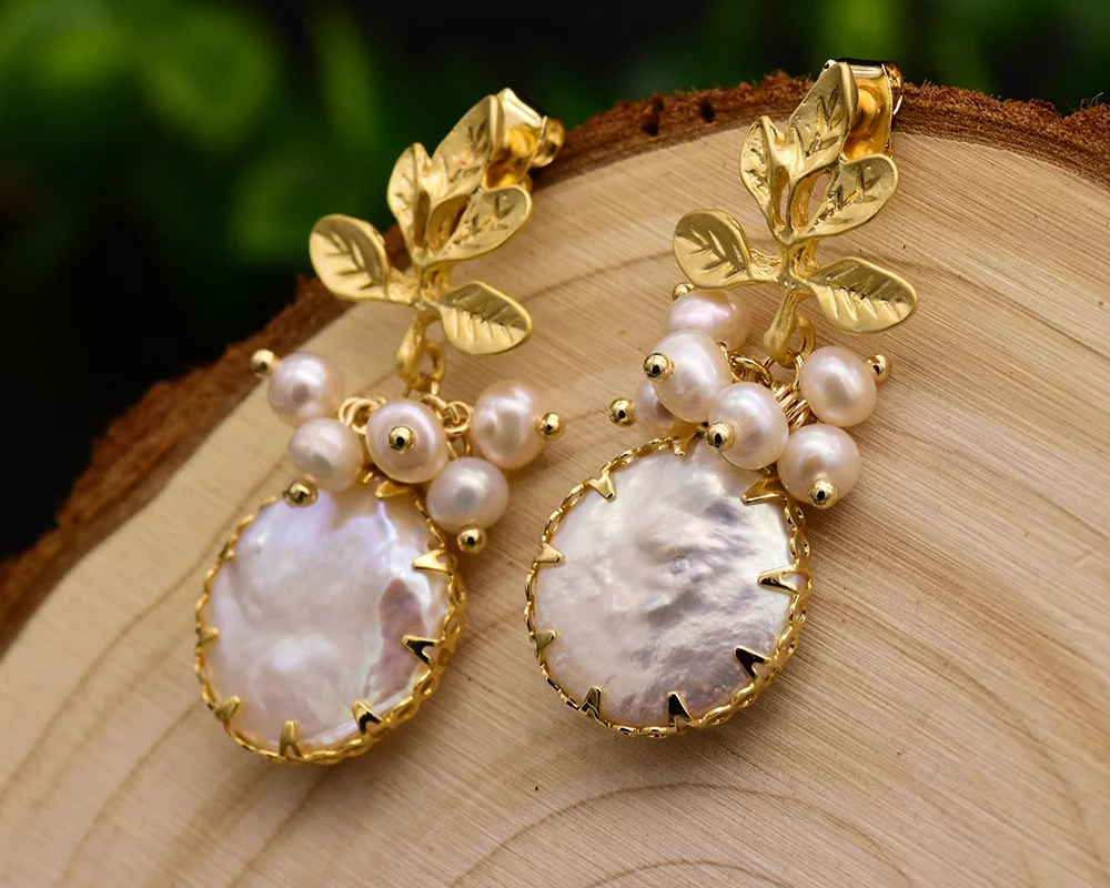 Pearl Drop Earrings Baroque Jewelry