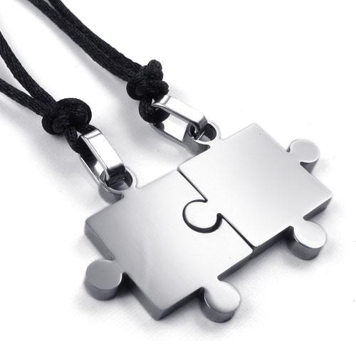 Couple Necklaces Black Puzzle Pendant