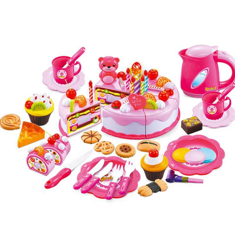 Toy Kitchen Set Cutting Birthday Cake