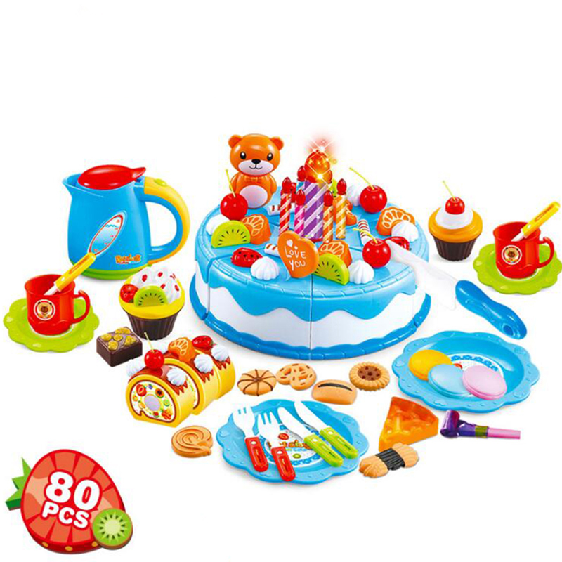 Toy Kitchen Set Cutting Birthday Cake