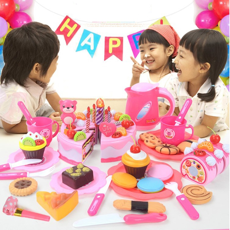 Toy Kitchen Set Cutting Birthday Cake