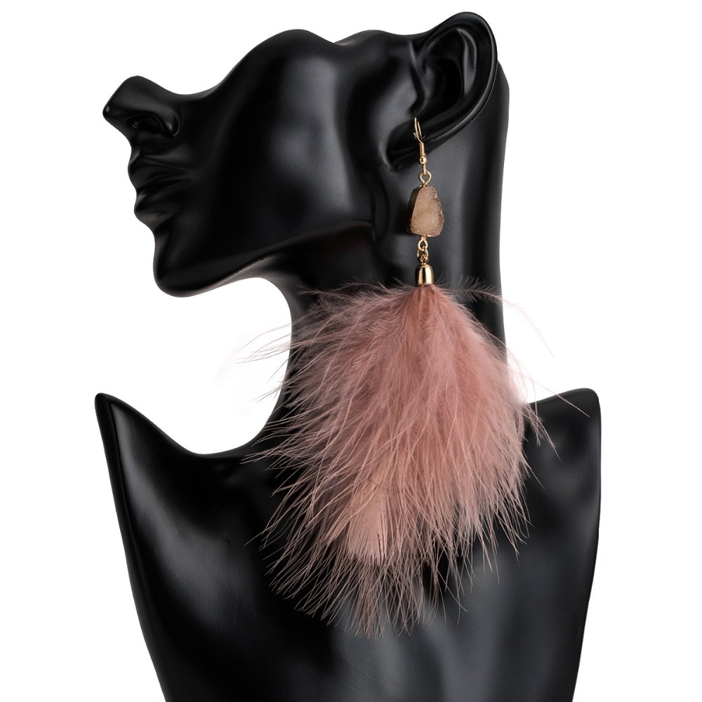 Feather Earrings Trendy Statement Jewelry