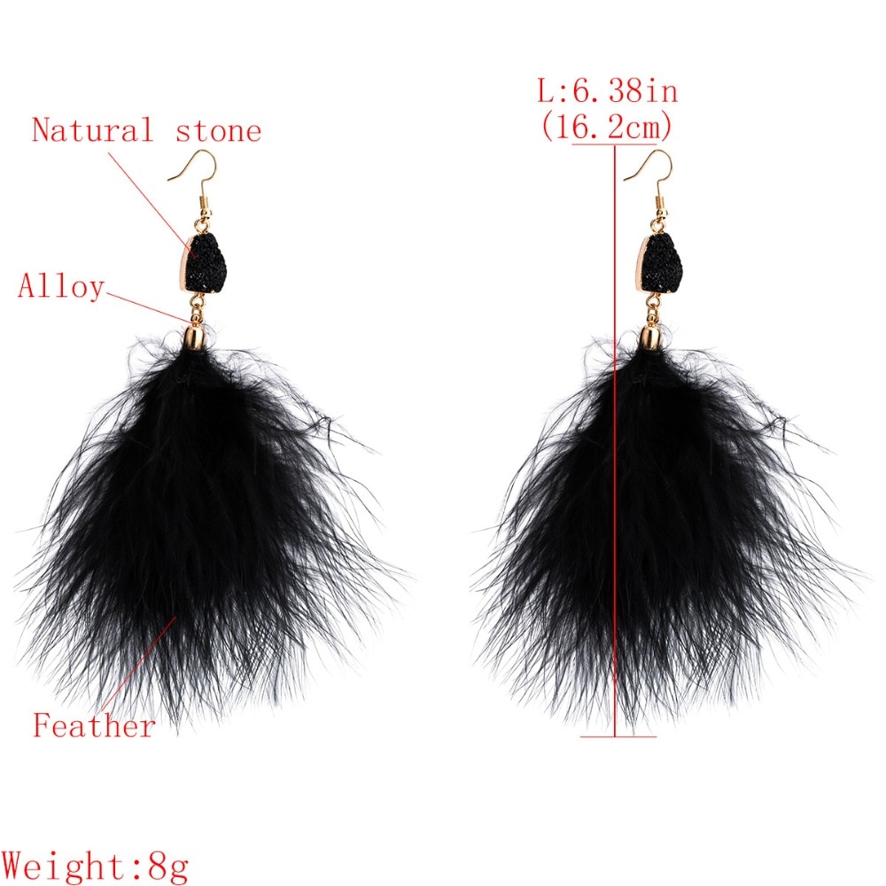 Feather Earrings Trendy Statement Jewelry