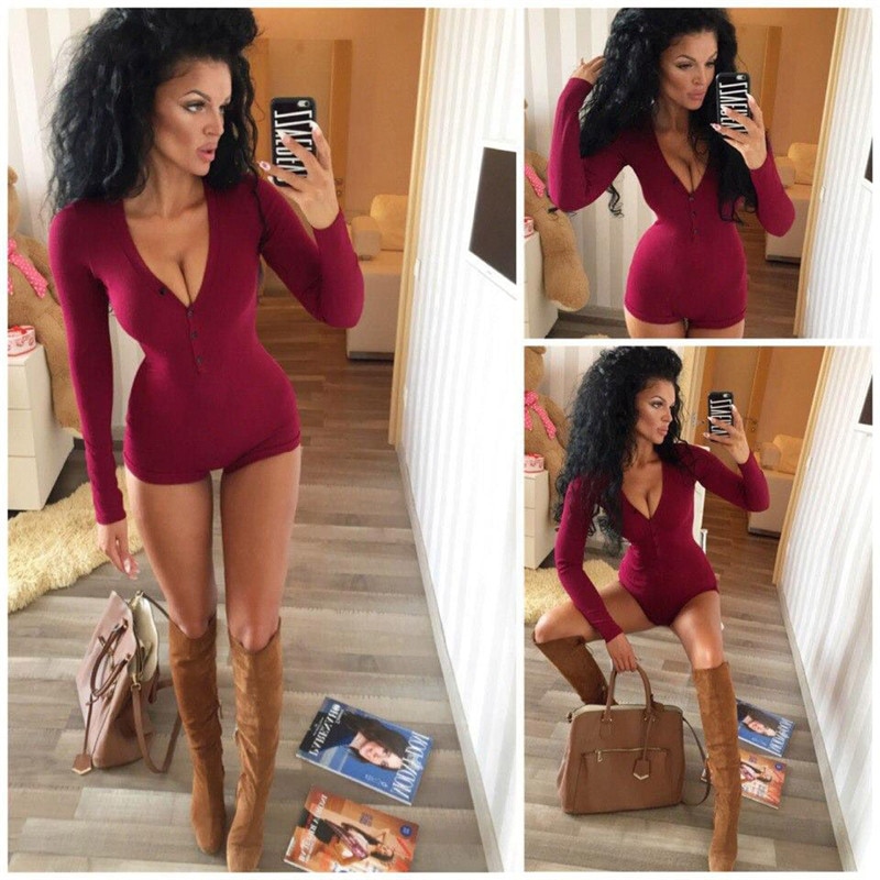 Long Sleeve Bodysuit V-Neck Top