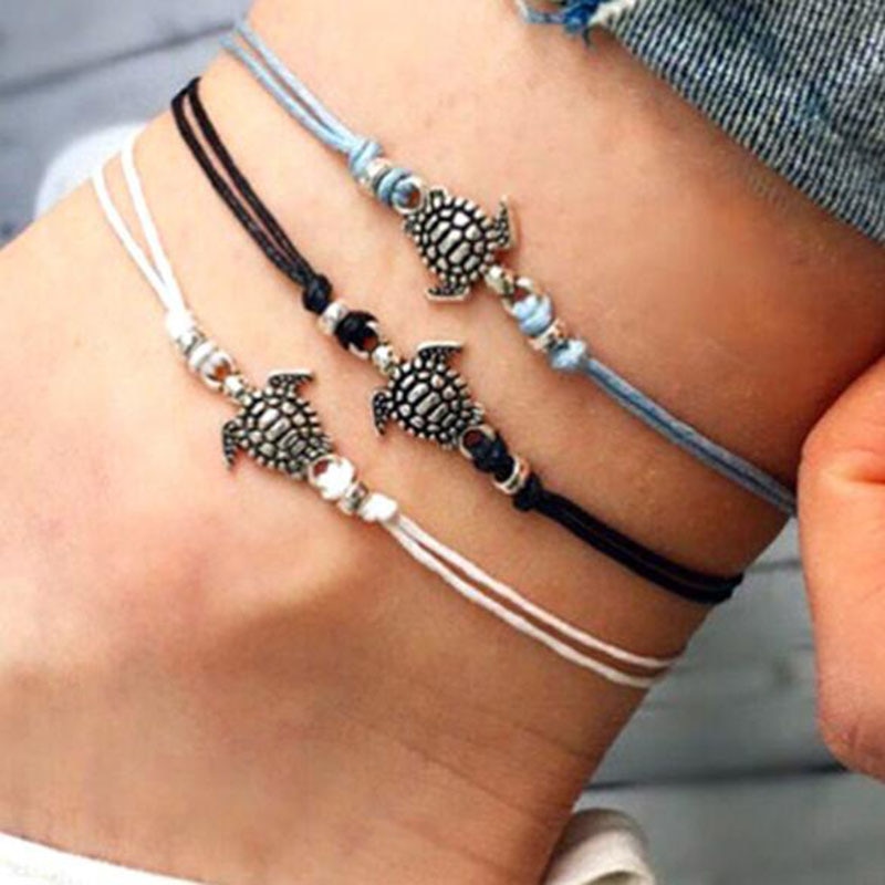 Ankle Bracelet with Turtle Charm