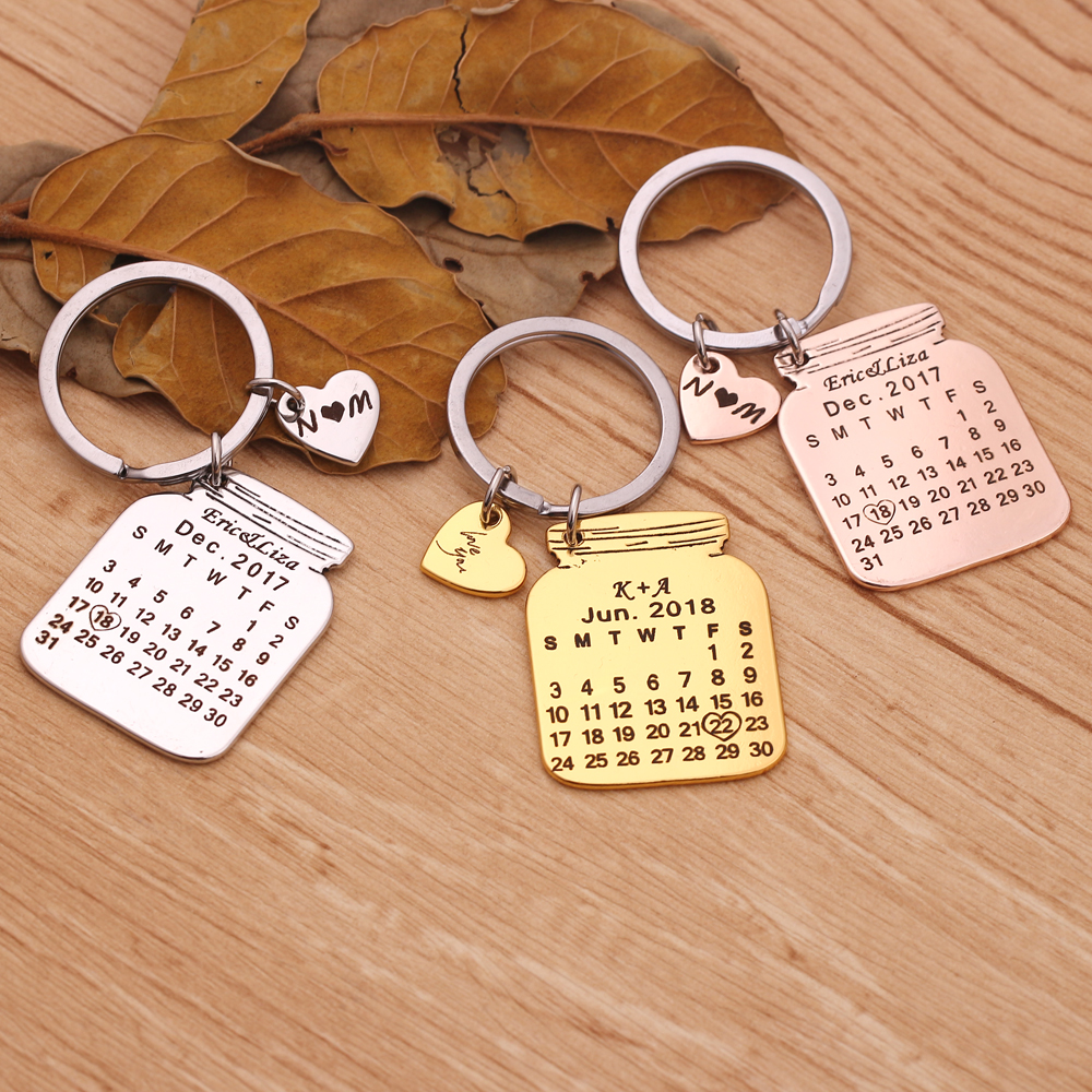 Engraved Keychains Calendar Design