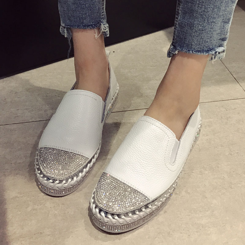 White Espadrilles Leather Loafers