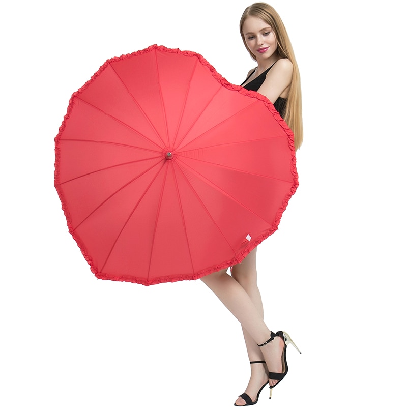 Red Umbrella Heart-Shaped Design