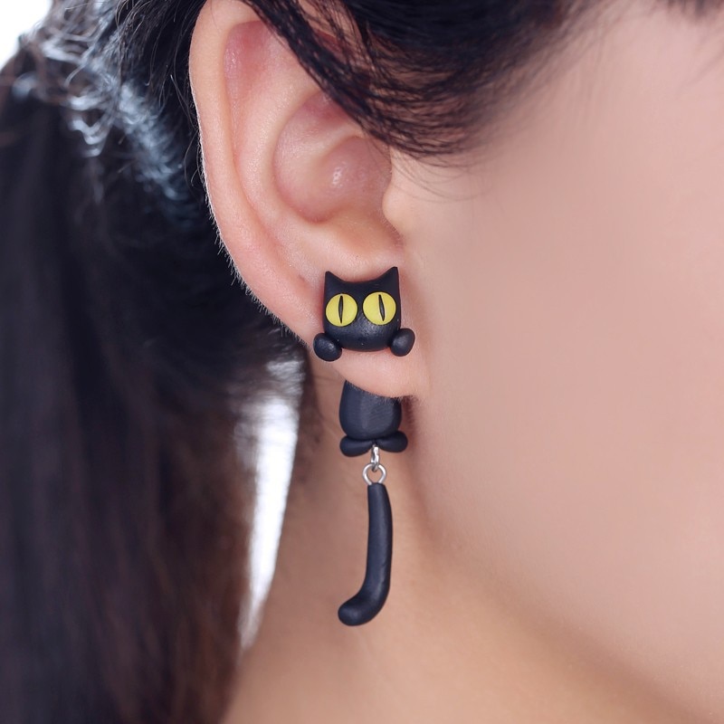 Cat Earrings 3D Polymer Clay