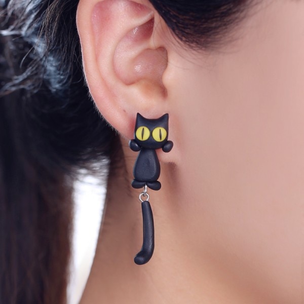 Cat Earrings 3D Polymer Clay