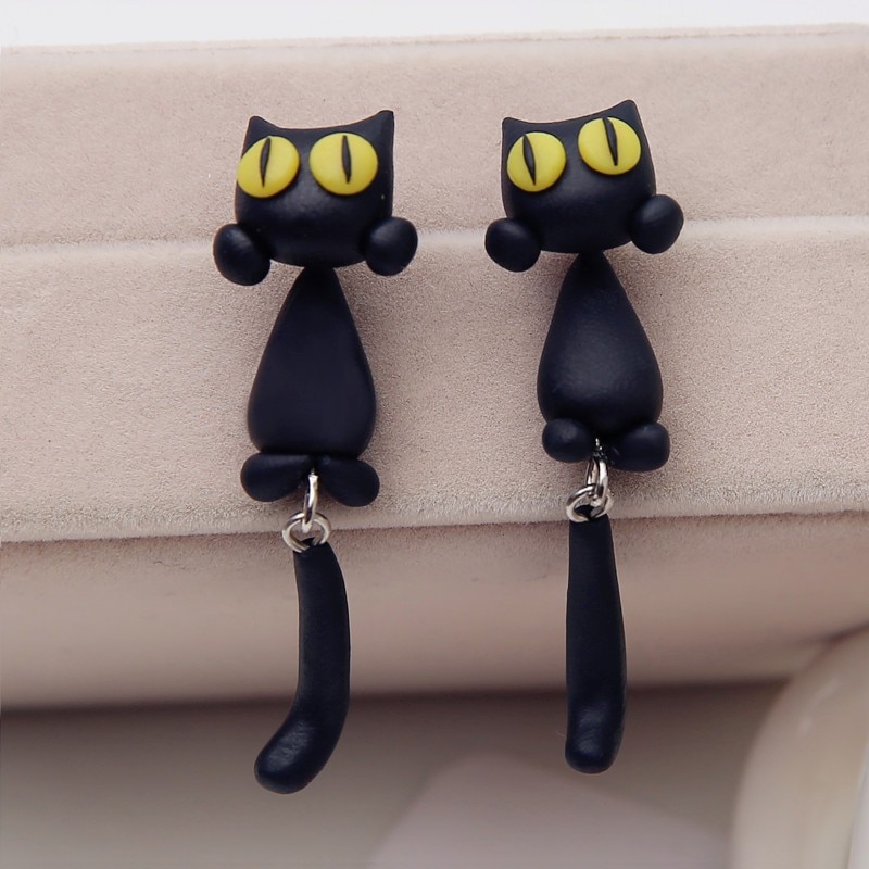 Cat Earrings 3D Polymer Clay