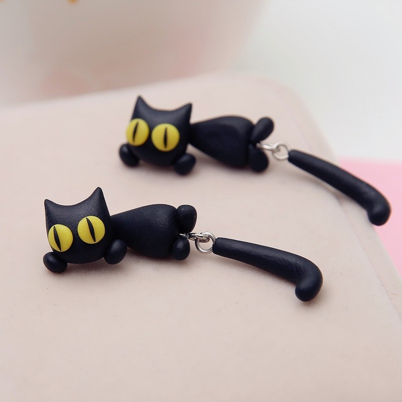 Cat Earrings 3D Polymer Clay