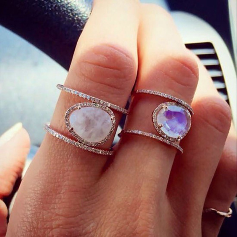 Moonstone Jewelry H Shape Ring