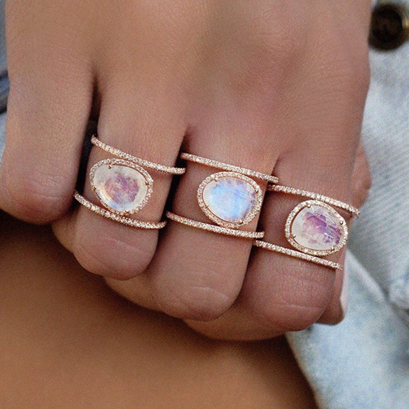 Moonstone Jewelry H Shape Ring