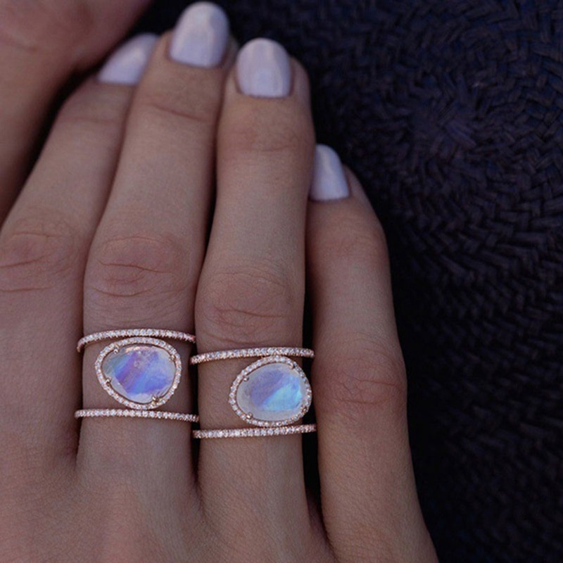 Moonstone Jewelry H Shape Ring