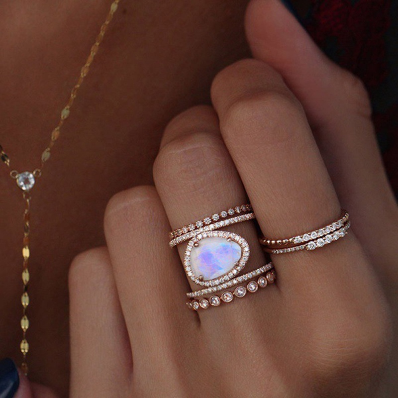 Moonstone Jewelry H Shape Ring