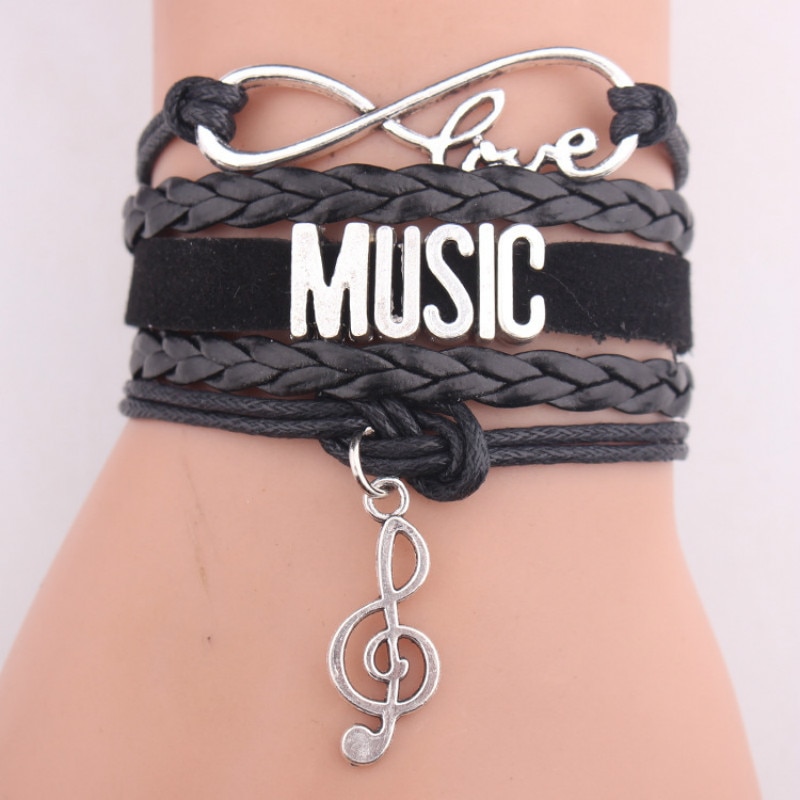 Infinity Bracelet Leather Music Band